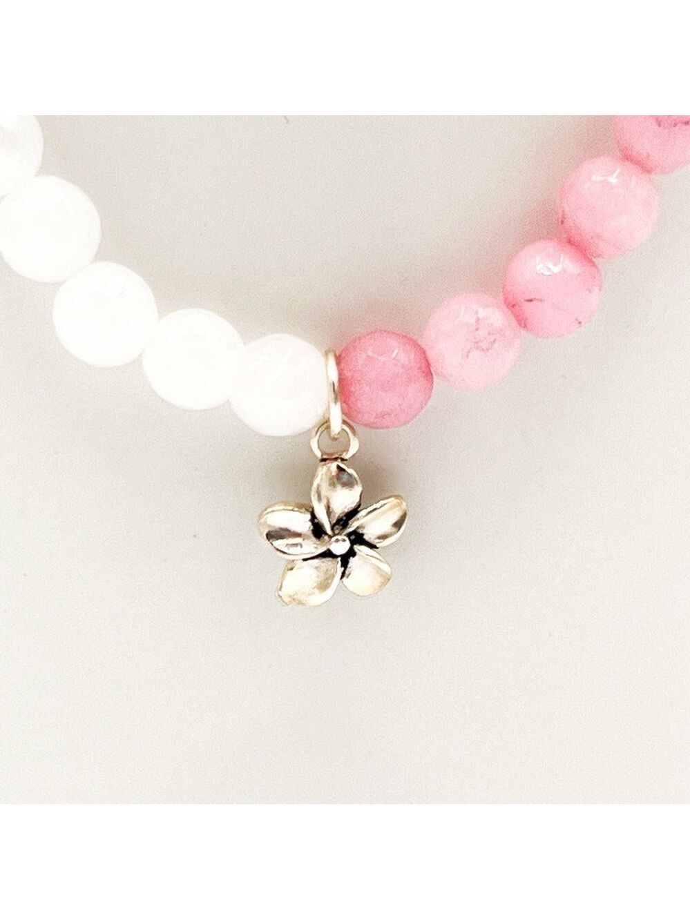 Silver cherry blossom beaded necklace - Picture 6 of 8